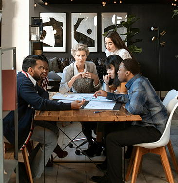 business meeting with diverse workers