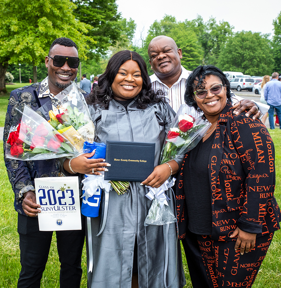 black family adults at 2023 SUNY Ulster graduation ceremony