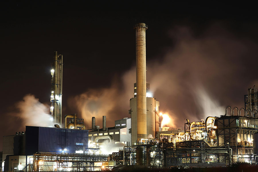 factories at night